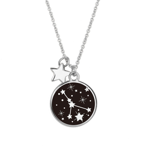 Stern schwarze runde Scheibe Sternzeichen Halsketten Astrologie Halskette Schmuck Geschenk