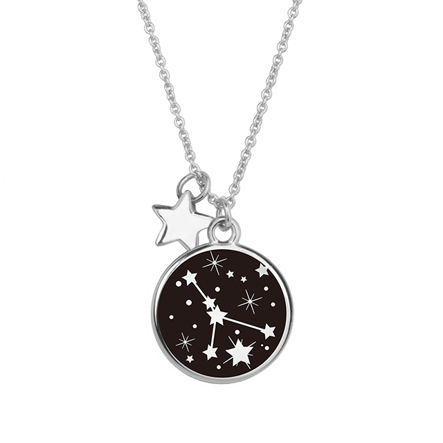 Stern schwarze runde Scheibe Sternzeichen Halsketten Astrologie Halskette Schmuck Geschenk