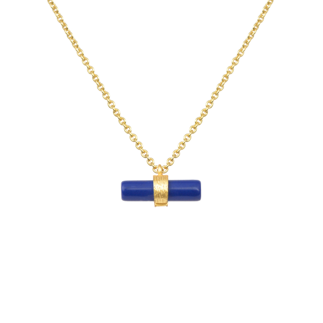 Edelstein-Halskette, säulenförmig, rechteckig, Türkis, Lapislazuli, Schmuck für Mädchen