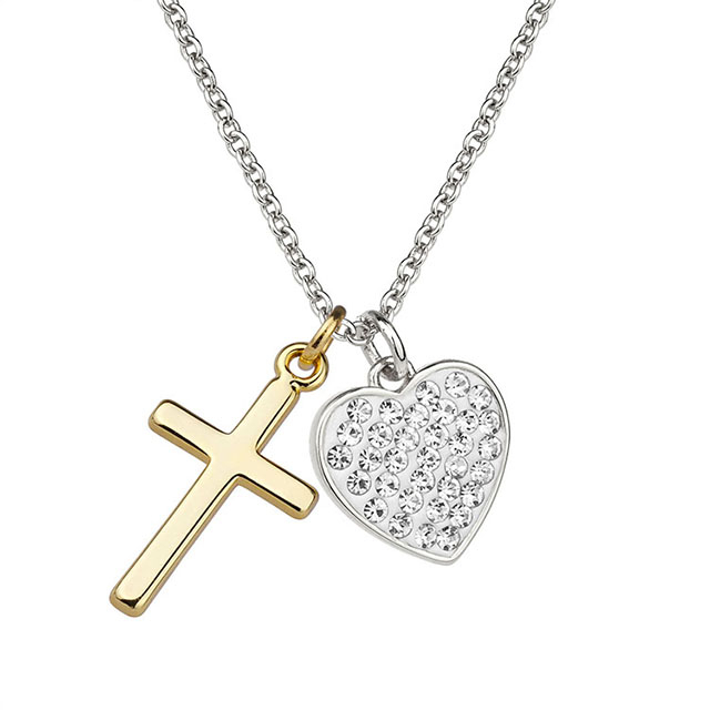 Herz-Kreuz-Halsketten-Anhänger, Glaube, Gebet, Anhänger, christlich, religiös, Geburtstag, Weihnachten, Schmuck 