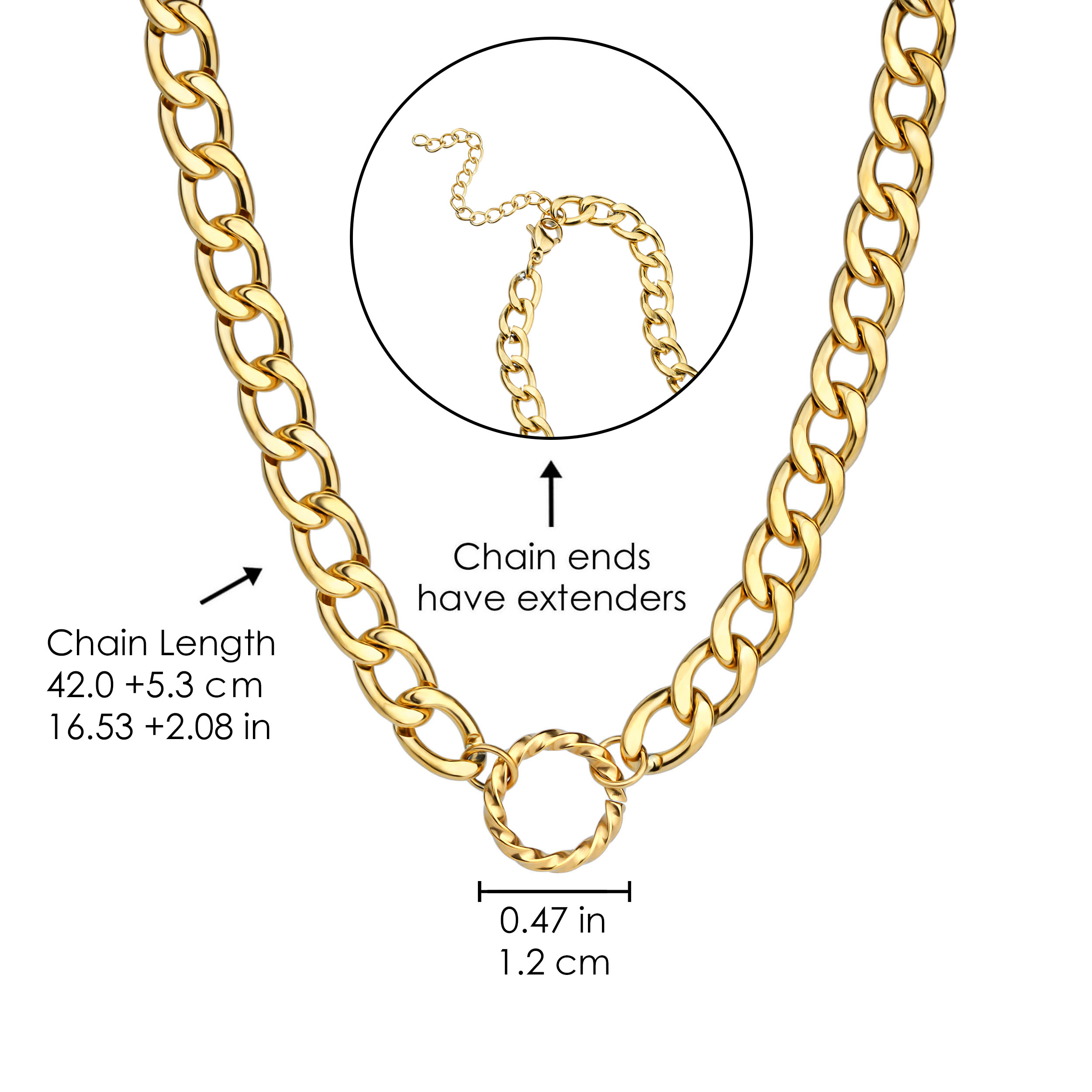 Edelstahl-Halsketten, kubanische Kette, Halskette für Damen, großer, klobiger Halsreif 