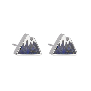 Berg-Ohrstecker für Damen, kleine, mit getrommelten Edelsteinsplittern gefüllte Bergketten-Ohrringe, Edelstahl, Schneeberg-Ohrstecker für Mädchen, Schmuck, Geschenk 