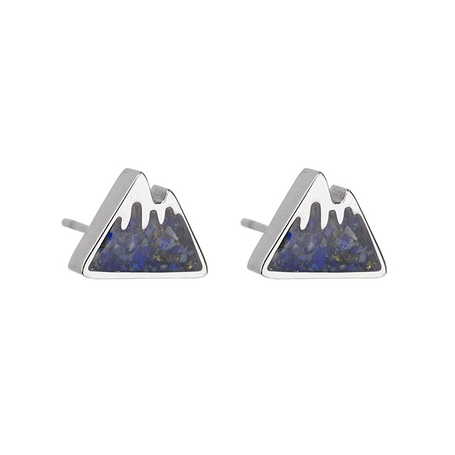 Berg-Ohrstecker für Damen, kleine, mit getrommelten Edelsteinsplittern gefüllte Bergketten-Ohrringe, Edelstahl, Schneeberg-Ohrstecker für Mädchen, Schmuck, Geschenk 