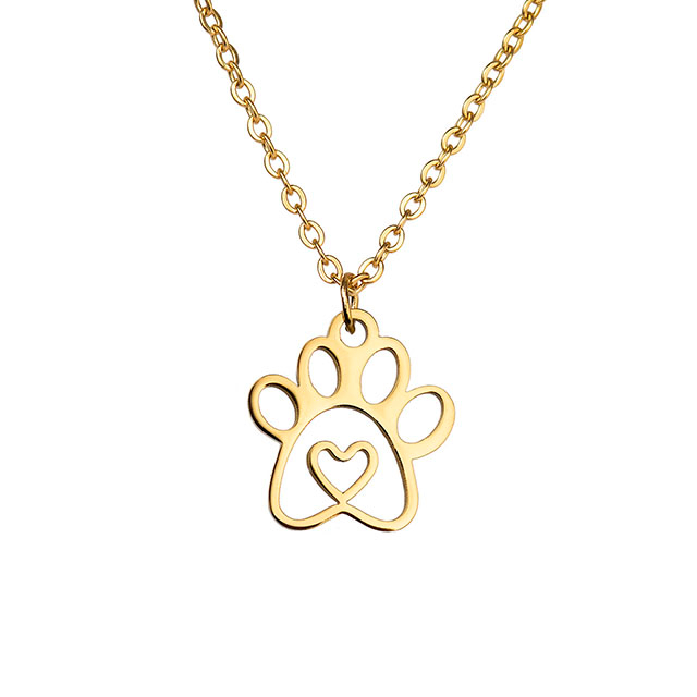 Hundepfoten-Halskette, niedliche Tier-Halskette, zierliche Pfotenabdruck-Anhänger-Halskette, Gedenk-Halskette mit Hundemotiv, Schmuck für Frauen und Mädchen, Haustierliebhaber, Geschenke für Hundemütter 