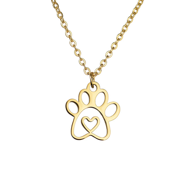 Hundepfoten-Halskette, niedliche Tier-Halskette, zierliche Pfotenabdruck-Anhänger-Halskette, Gedenk-Halskette mit Hundemotiv, Schmuck für Frauen und Mädchen, Haustierliebhaber, Geschenke für Hundemütter 