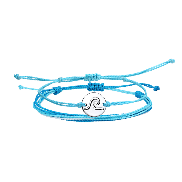 Doppellagige, verstellbare Sommerarmbänder mit Meereswellen-Charm 