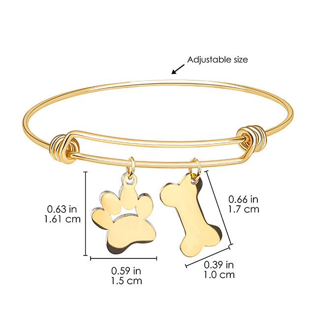 Pfotenabdruck-Schmuck, vergoldetes, erweiterbares Armband, Geschenke für Hundeliebhaber