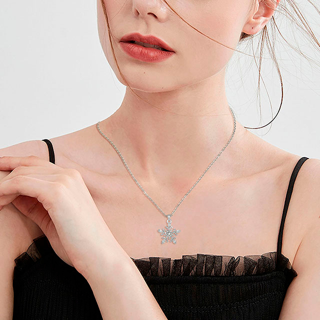 Kristall-Schneeflocken-Mode-Weihnachtshalskette, Weihnachtsgeschenke 