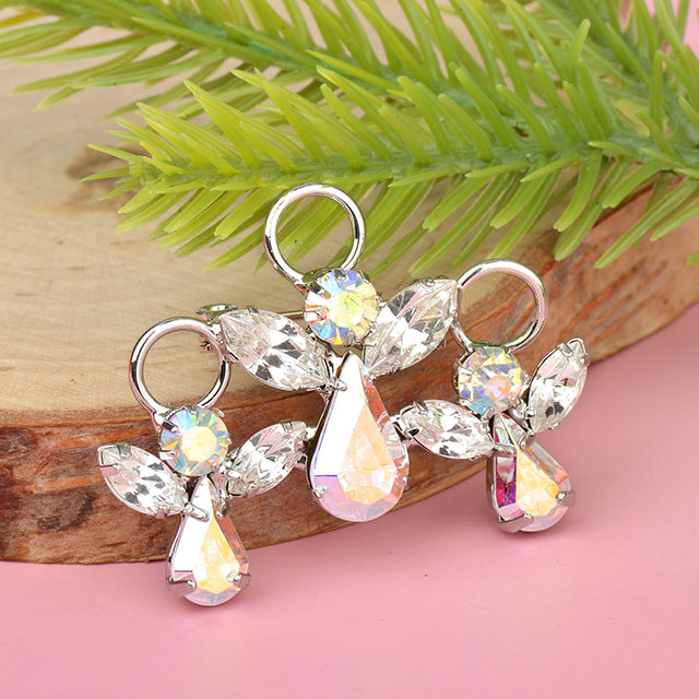 Schutzengel Vintage Kristall Strass Engel mit Flügeln Brosche 