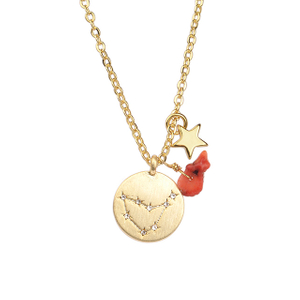 Sternzeichen-Halskette für Frauen, vergoldet, zierliche Sternbild-Stern-Halsketten-Anhänger-Charms, goldene runde Scheibe, Sternzeichen-Halsketten für Frauen und Mädchen, Astrologie-Halskette, Schmuck, Geschenk 