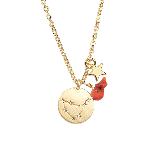 Sternzeichen-Halskette für Frauen, vergoldet, zierliche Sternbild-Stern-Halsketten-Anhänger-Charms, goldene runde Scheibe, Sternzeichen-Halsketten für Frauen und Mädchen, Astrologie-Halskette, Schmuck, Geschenk 