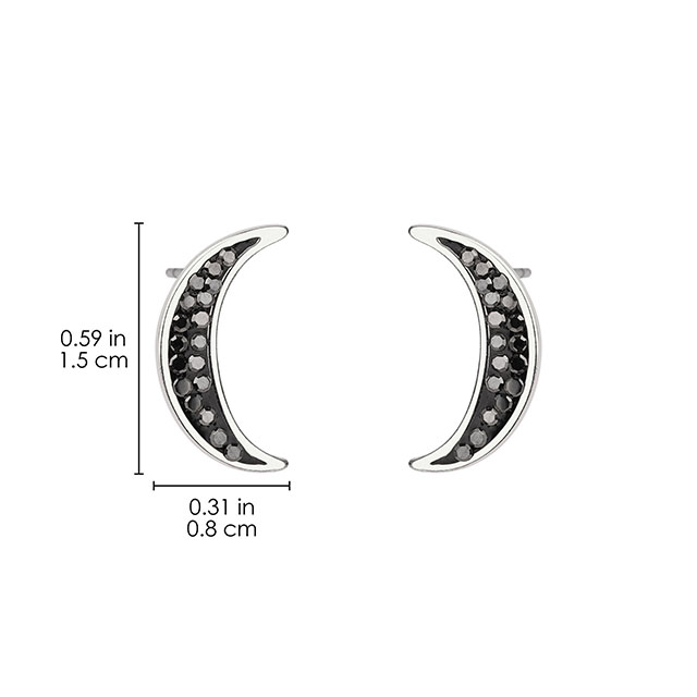 Mond- und Stern-Ohrring für Damen, versilbert, zierlicher schwarzer Kristall-Mond-Ohrring, Halbmond-Stern, geometrischer Anhänger, Schmuck, Geschenk