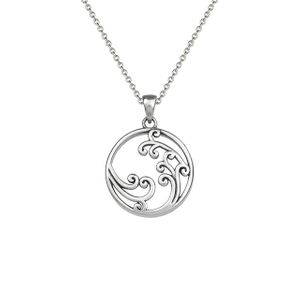 Wellen-Halskette, versilbert, Meereswellen-Halskette, Kreis-Anhänger, zierliche Strand-Halsketten für Frauen, Teenager, Mädchen, Surfer-Schmuck, Geschenke, Boho-Sommer-Halskette