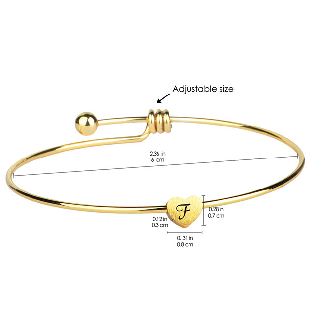 Armreifen für Damen und Mädchen, 18 Karat vergoldet, zierliche Armbänder mit 26 Buchstaben, Herz-Anfangsarmband, erweiterbare Armreifen, personalisiertes Schmuckgeschenk 