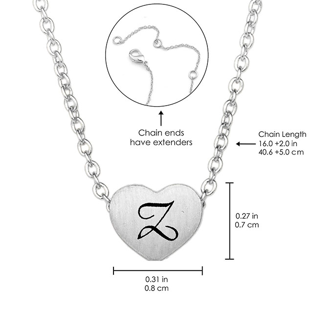 Winzige Initial-Herz-Halskette für Frauen, versilberte AZ-Alphabet-Buchstaben-Halskette, zierliche Herz-Choker-Anhänger-Halskette 