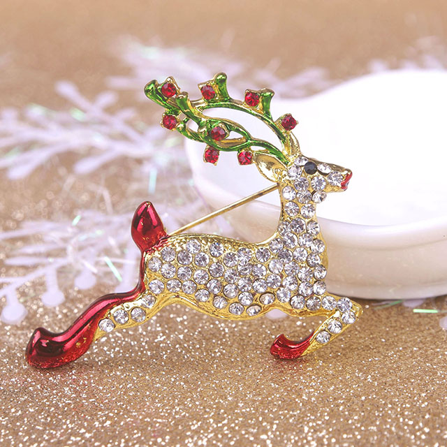 Modischer Weihnachtsschmuck, Weihnachtsgeschenke, bunte Emaille-Brosche mit niedlichem Hirsch 