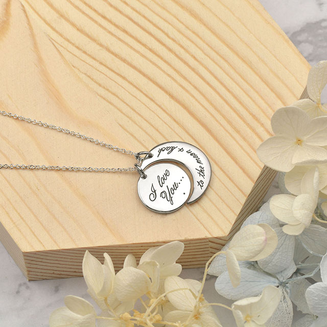 „I Love You to The Moon and Back“-Halskette, Silber vergoldet, Mond-Anhänger-Halskette, Schmuck, Geschenke für Frauen, Mutter, Ehefrau, Freundin