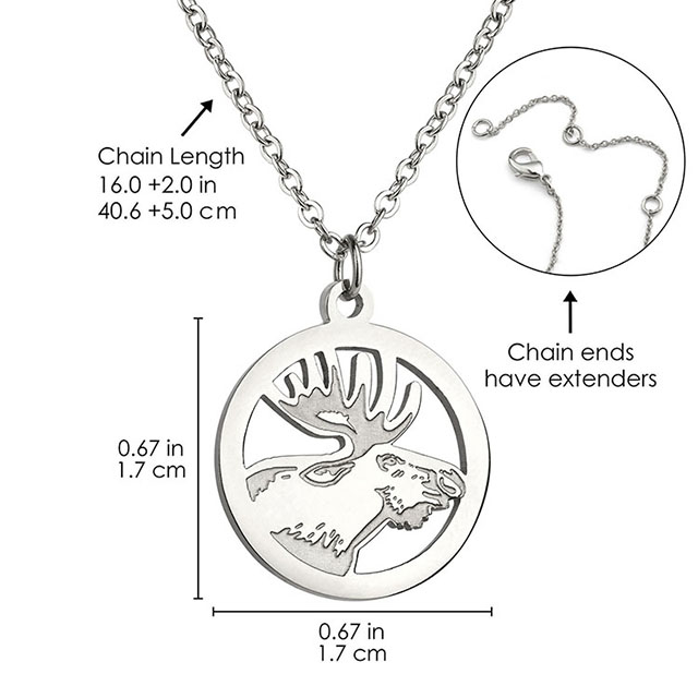  Tier-Halskette für Damen, Silber vergoldet, Wildtier-Natur-Tier-Anhänger, Kreis-Halskette, Bär, Elch, Hirsch, Elch, Natur-Schmuck, Tierliebhaber-Geschenke 