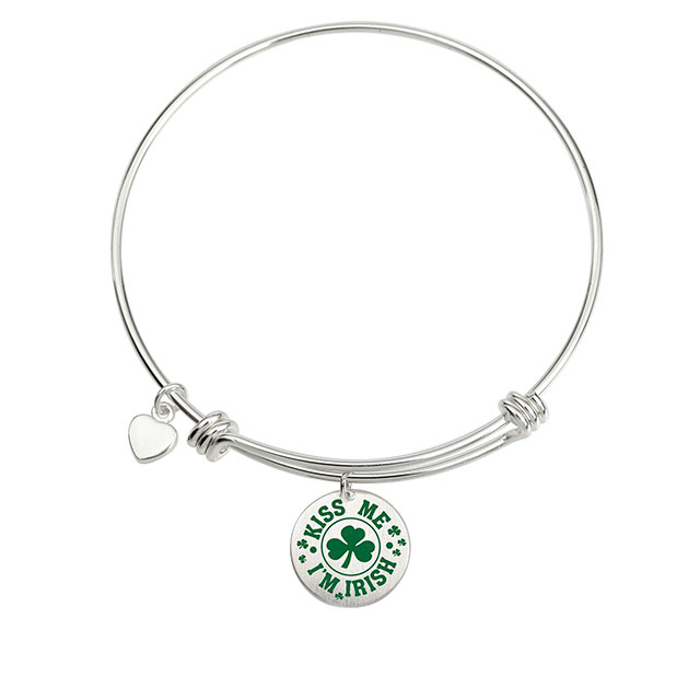 Vierblättriges Kleeblatt-Armband, erweiterbarer Glückskleeblatt-Anhänger, Charm-Armreif, Glaube, Hoffnung, Liebe, Glücksbringer, rundes Scheibenarmband für Frauen und Mädchen, personalisiertes Schmuckgeschenk