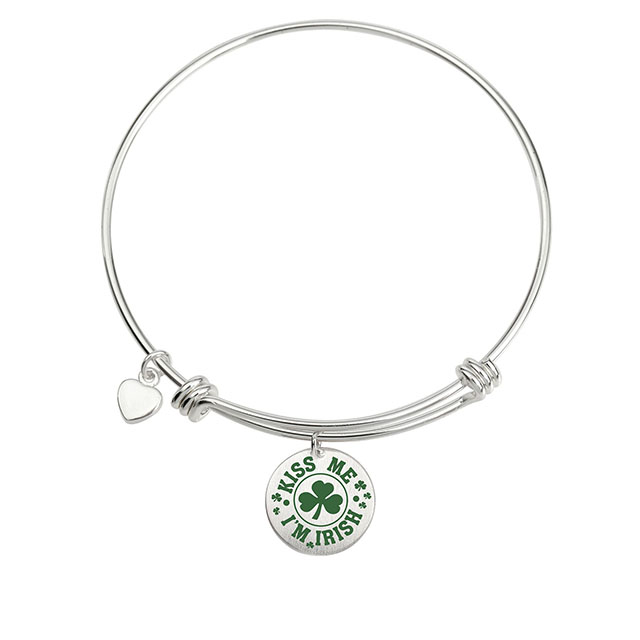 Vierblättriges Kleeblatt-Armband, erweiterbarer Glückskleeblatt-Anhänger, Charm-Armreif, Glaube, Hoffnung, Liebe, Glücksbringer, rundes Scheibenarmband für Frauen und Mädchen, personalisiertes Schmuckgeschenk