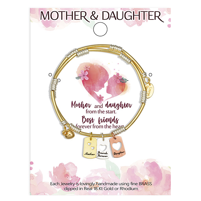 Mutter-Tochter-Armbänder, vergoldet, versilbert, Mutter-Tochter-Freunde-für-immer-Armreif mit Herzausschnitt-Charms für Frauen, Muttertag, Geburtstag, Mutter- und Tochter-Schmuckgeschenke