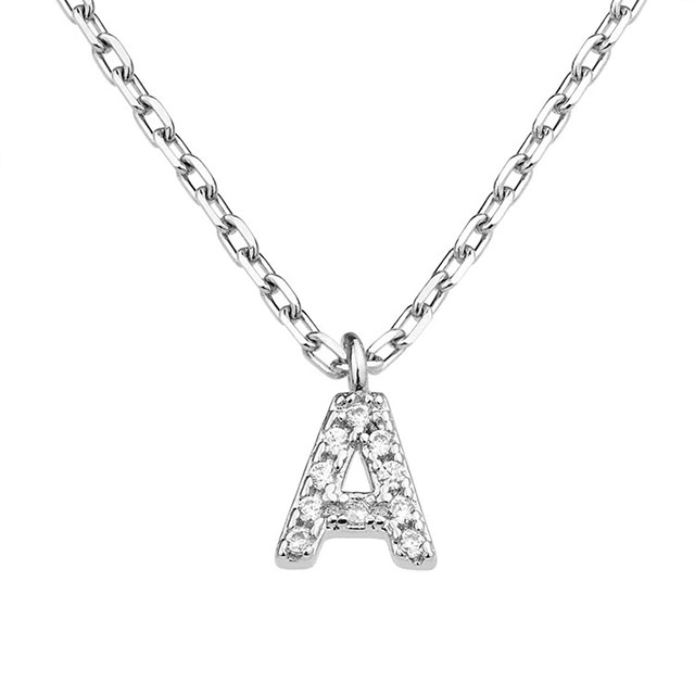 Initialen-Halskette für Frauen, versilbert, zierliche Zirkonia-Initialen-Halsketten, AZ-Alphabet-Buchstaben-Halsketten-Anhänger für Frauen und Mädchen, Schmuck, Geburtstagsgeschenk 
