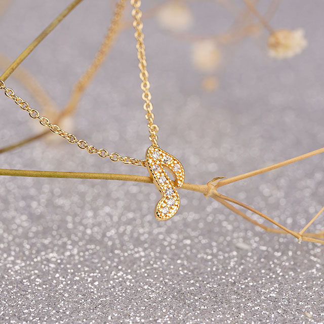 Halskette mit Musiknoten-Anhänger, Zirkonia, Musiknoten-Schmuck, Geschenke 
