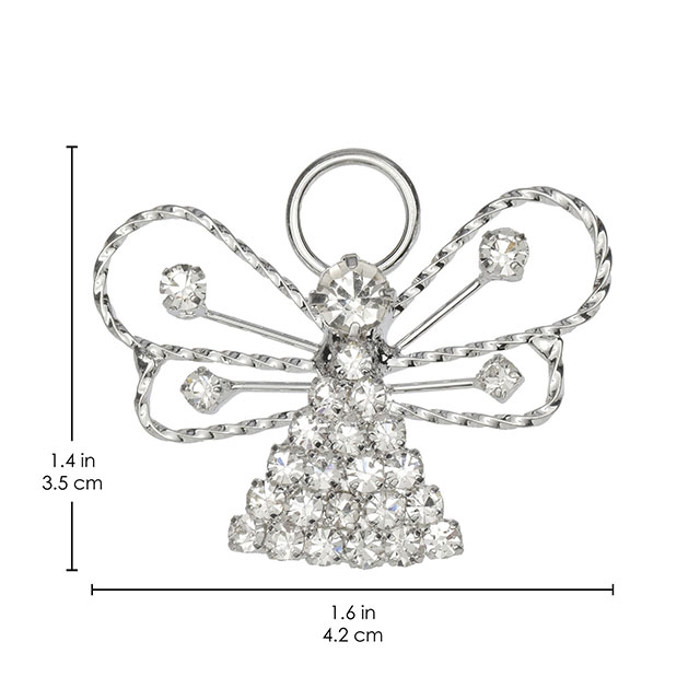 Schutzengel Vintage Kristall Strass Engel mit Flügeln Brosche 