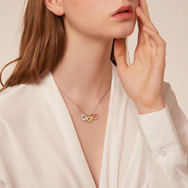 Wildtier-Halskette mit Ausschnitten, Elch, Bison, Bär, Elch, Hirsch 