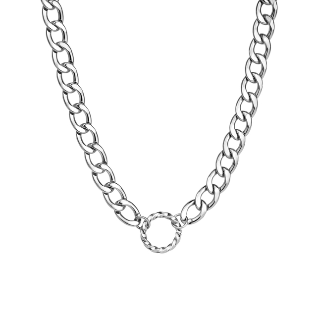 Edelstahl-Halsketten, kubanische Kette, Halskette für Damen, großer, klobiger Halsreif 