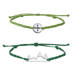 Bergarmband Kompass Verschneite Bergkette Verstellbare Schnurarmbänder 