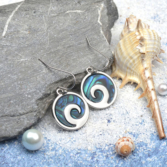 Strand-Ohrringe für Frauen, Abalone-Muschel-Ohrringe, Ozeanwellen-Creolen, baumelnde Boho-Mode-Sommer-Ohrringe, hawaiianischer Schmuck, Geschenk