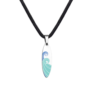 Surfbrett-Halskette für Damen und Herren, Ozeanwellen-Strand-Halsketten, Edelstahl, Surfbrett-Anhänger-Halskette, Sommer-Halskette, hawaiianischer Surfer-Schmuck, Geschenk