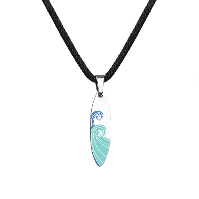 Surfbrett-Halskette für Damen und Herren, Ozeanwellen-Strand-Halsketten, Edelstahl, Surfbrett-Anhänger-Halskette, Sommer-Halskette, hawaiianischer Surfer-Schmuck, Geschenk