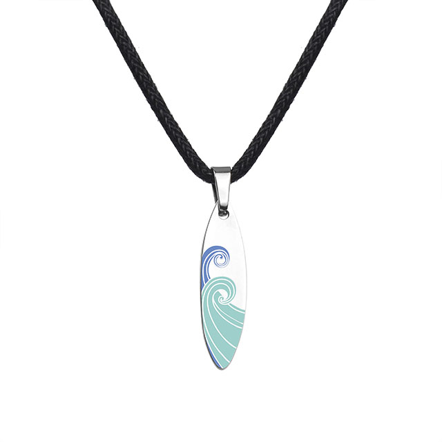 Surfbrett-Halskette für Damen und Herren, Ozeanwellen-Strand-Halsketten, Edelstahl, Surfbrett-Anhänger-Halskette, Sommer-Halskette, hawaiianischer Surfer-Schmuck, Geschenk