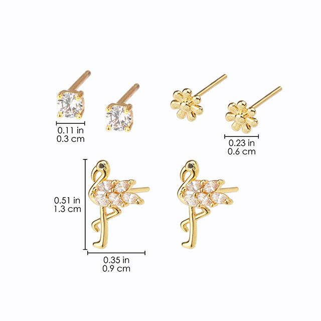 3 Paar Strand-Ohrstecker-Set für Damen, hypoallergene Zirkonia-Ohrringe, Meeresohrringe, Hawaii-Urlaub, Sommer-Ohrringe für Damen und Mädchen
