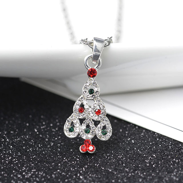 Weihnachts-Kristall-Strass-Emaille-Halskette 