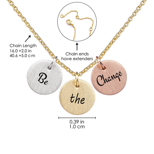 Inspirierende Scheiben-Halskette, goldversilbert, zierliche Halsketten mit personalisierten Zitaten, gravierte Scheiben-Anhänger-Halskette, Ermutigungsschmuck, Geschenk 