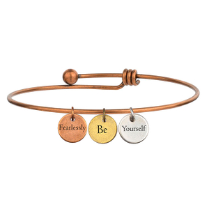 Inspirierendes, individuelles Charm-Armband für Frauen, gravierter, erweiterbarer Armreif aus echtem Antik-Echt-Roségold mit Scheiben-Charm-Armbändern, motivierende, personalisierte Geschenke für Sie 