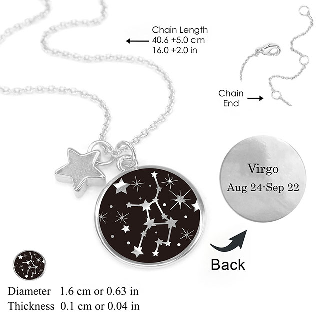 Stern schwarze runde Scheibe Sternzeichen Halsketten Astrologie Halskette Schmuck Geschenk