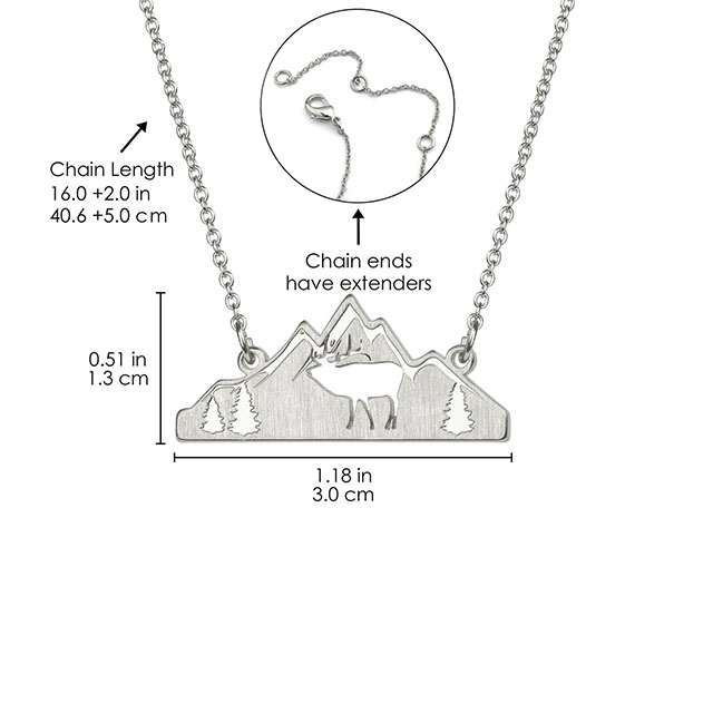 Berg-Halskette für Damen, versilbert, mit Tierausschnitt, Wald, Baum, Gebirge, Anhänger, Halskette, Naturschmuck, Geschenk für Skifahrer, Wanderer, Naturliebhaber