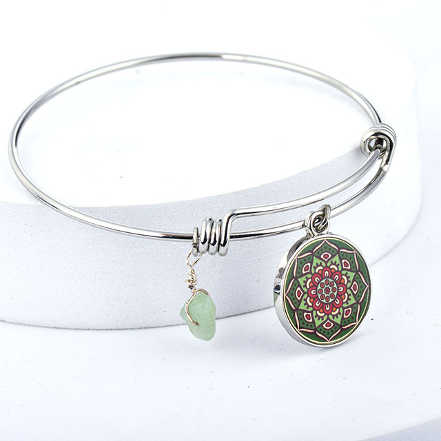 Mandala-Lotus-Blumen-Charm-Armbänder, Edelstein-Amethyst-Türkis-Armband, Chakra-Mala-Yoga-Armbänder 