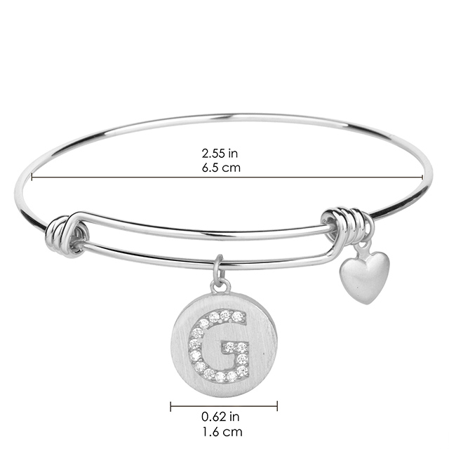 Erweiterbares Initialenarmband mit rundem Zirkonia-Stein 