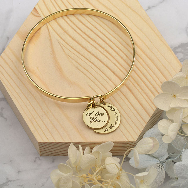 „I Love You to The Moon and Back“-Armband, Silber vergoldet, Mond-Anhänger, Armband, Schmuck, Geschenke für Frauen, Mutter, Ehefrau, Freundin