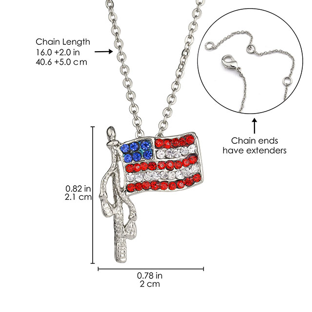 Amerikanische Flagge Sterne Streifen Anhänger Kette Halskette USA Flagge Ohrringe Set 