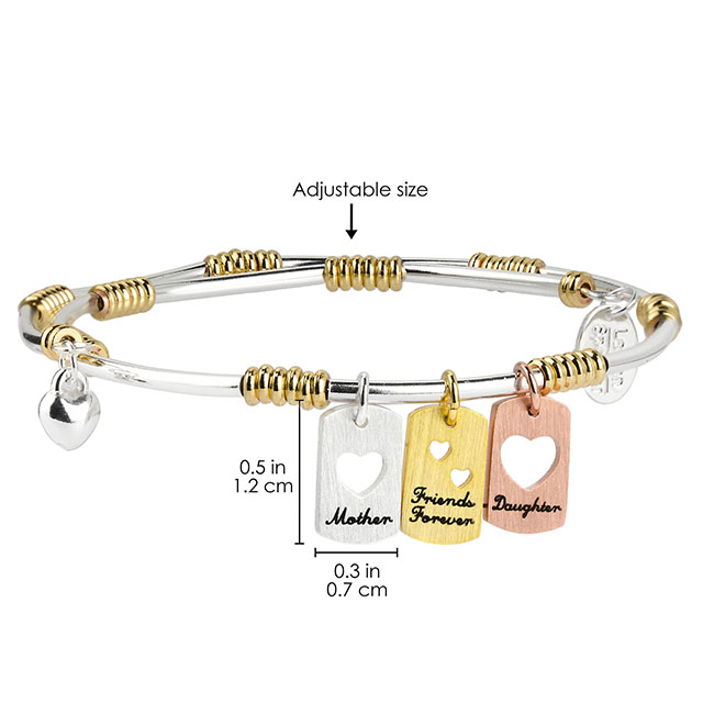 Mutter-Tochter-Armbänder, vergoldet, versilbert, Mutter-Tochter-Freunde-für-immer-Armreif mit Herzausschnitt-Charms für Frauen, Muttertag, Geburtstag, Mutter- und Tochter-Schmuckgeschenke