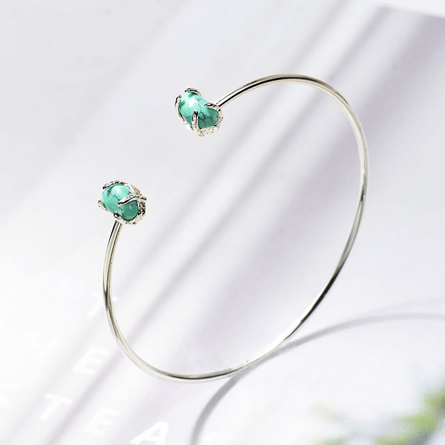 Offenes Manschettenarmband für Damen, versilberter Edelstein-Charm, Katzenaugen-Stein, Rosenquarz-Armband, verstellbare, stapelbare Armreifen 