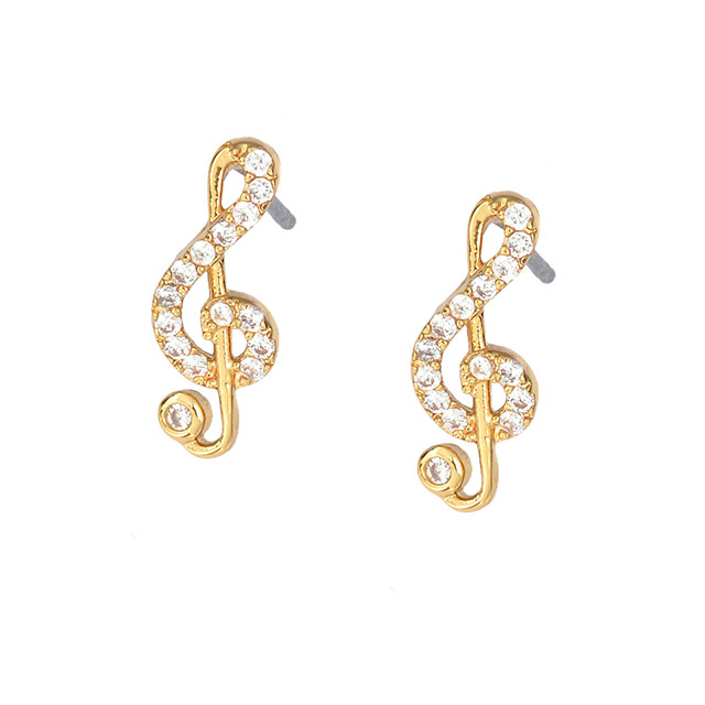 Ohrring mit Musiknoten-Anhänger, Zirkonia, Schmuck, Geschenke für Musikliebhaber 