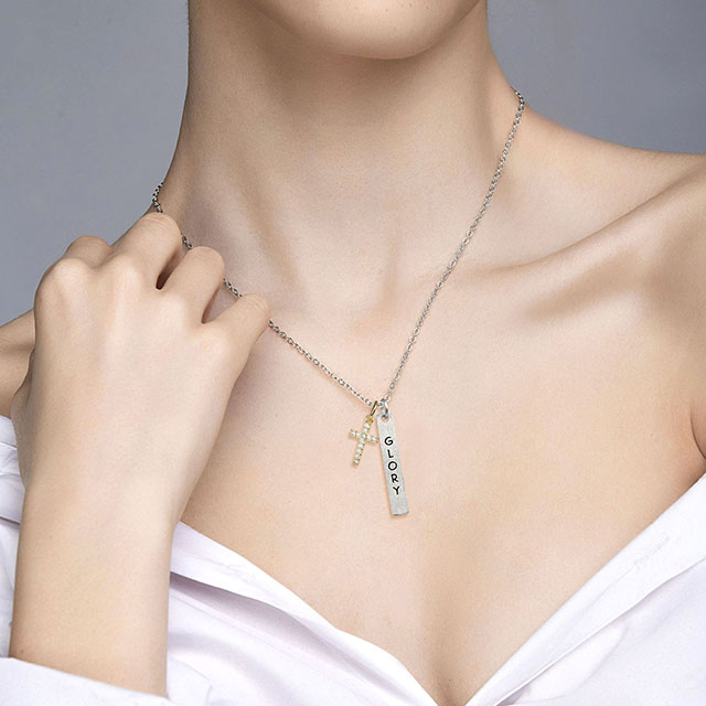 Kreuz-Halskette für Frauen, versilbert, Glaube, Hoffnung, Liebe, Glaube, Kreuz-Anhänger-Halskette, Wächter für Frauen und Mädchen, religiöser Schmuck, Geschenke 