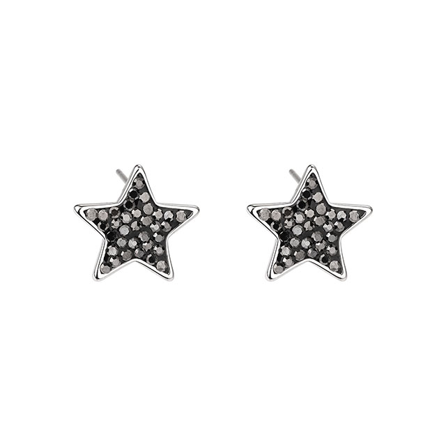 Mond- und Stern-Ohrring für Damen, versilbert, zierlicher schwarzer Kristall-Mond-Ohrring, Halbmond-Stern, geometrischer Anhänger, Schmuck, Geschenk